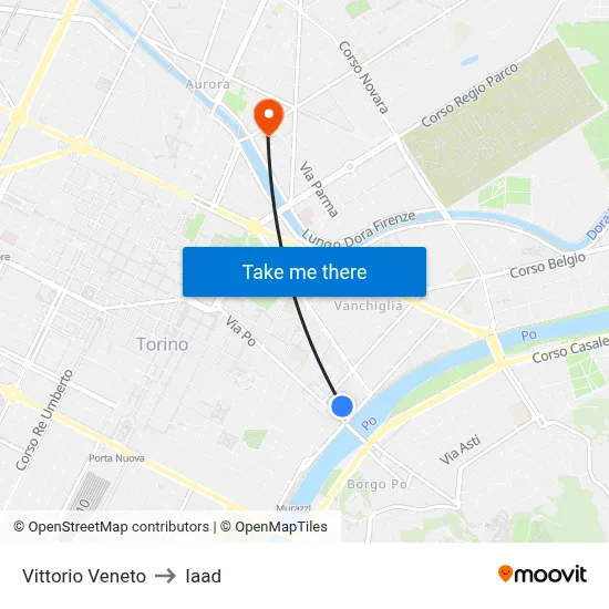 Vittorio Veneto to Iaad map