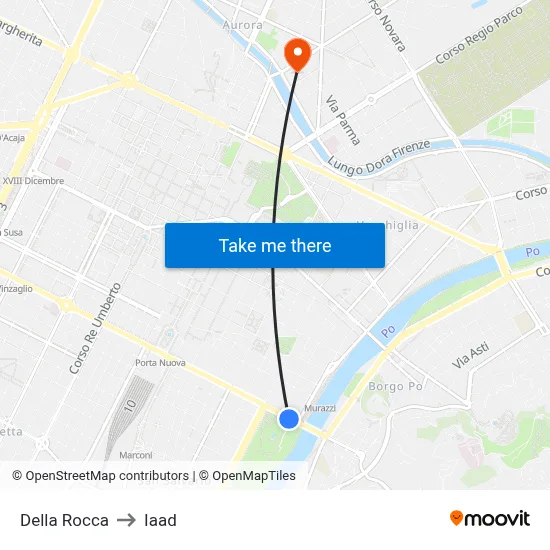 Della Rocca to Iaad map