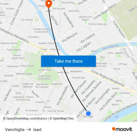 Vanchiglia to Iaad map