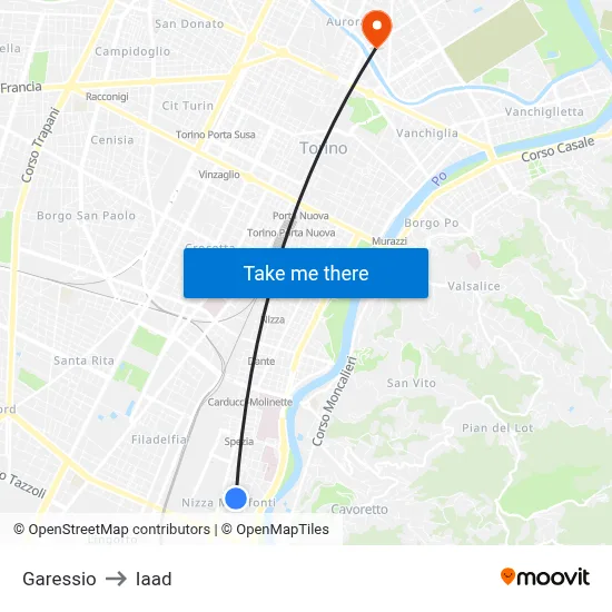 Garessio to Iaad map