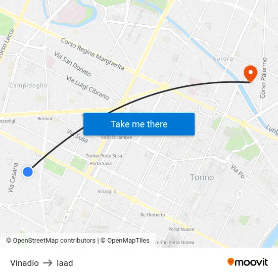Vinadio to Iaad map