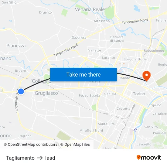 Tagliamento to Iaad map