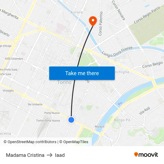 Madama Cristina to Iaad map