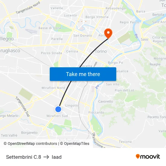 Settembrini C.8 to Iaad map
