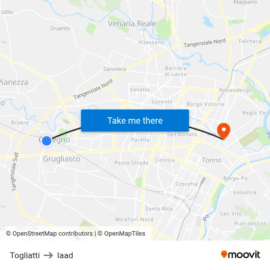 Togliatti to Iaad map