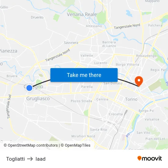 Togliatti to Iaad map