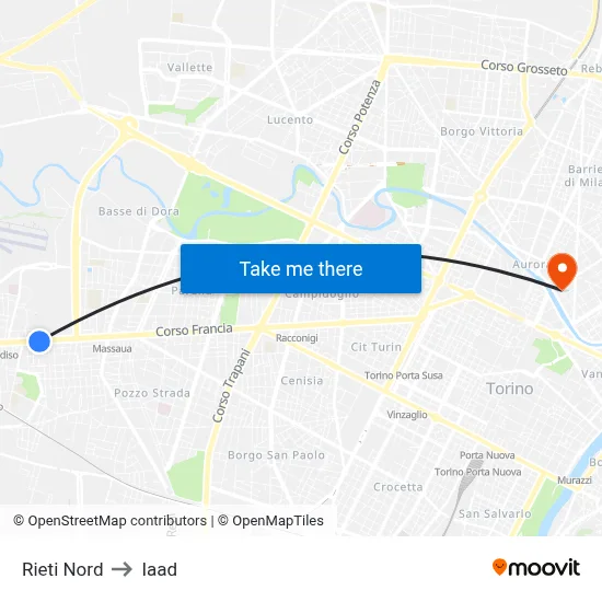 North Rieti to Iaad map