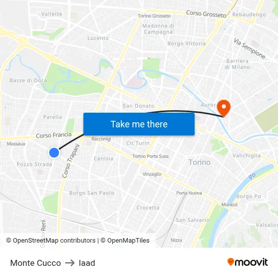 Monte Cucco to Iaad map
