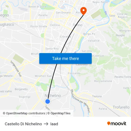 Nichelino Castle to Iaad map