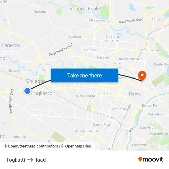 Togliatti to Iaad map