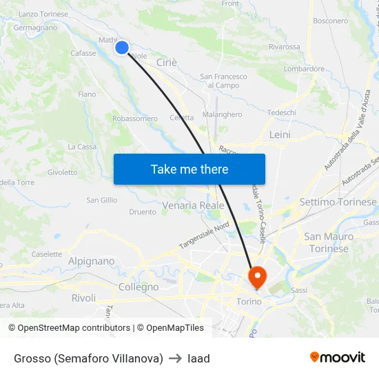 Grosso (Villanova Traffic Light) to Iaad map
