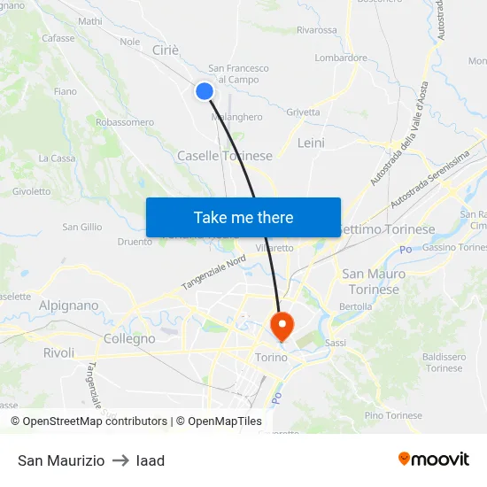 San Maurizio to Iaad map