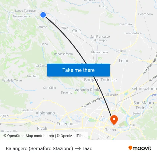 Balangero (Station Traffic Light) to Iaad map