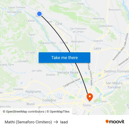 Mathi (Cemetery Traffic Light) to Iaad map