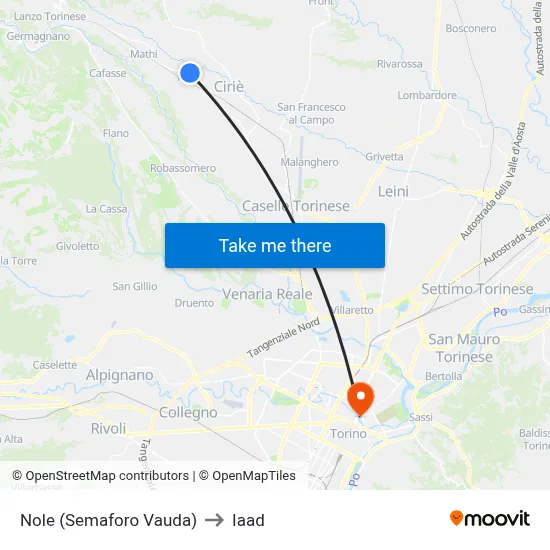 Nole (Vauda Traffic Light) to Iaad map