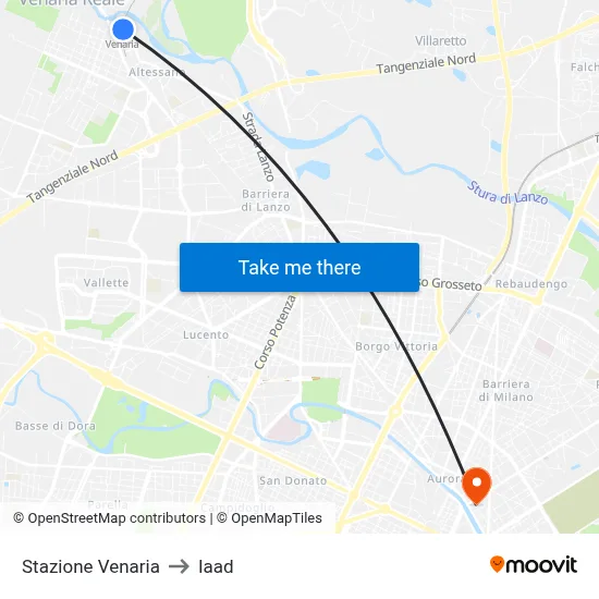 Venaria Station to Iaad map