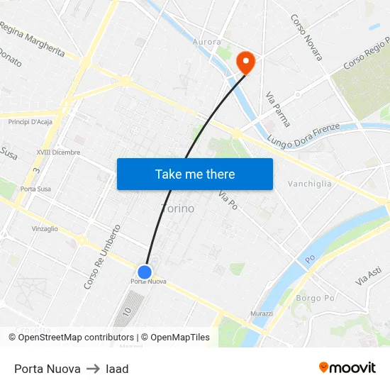 Porta Nuova to Iaad map