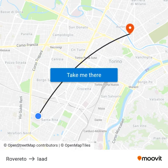 Rovereto to Iaad map