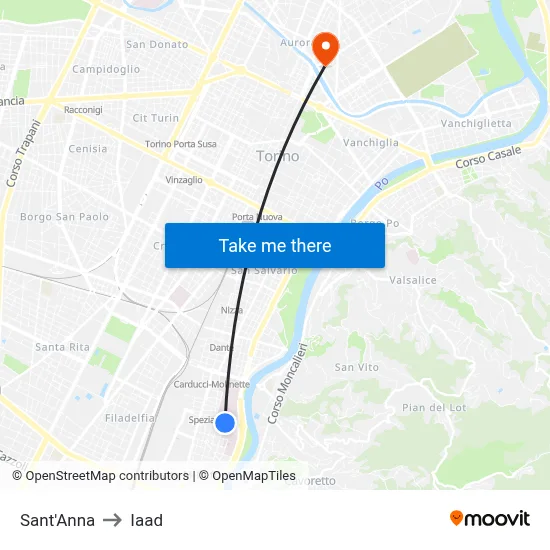 Sant'Anna to Iaad map