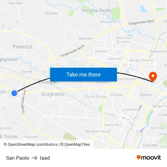 San Paolo to Iaad map