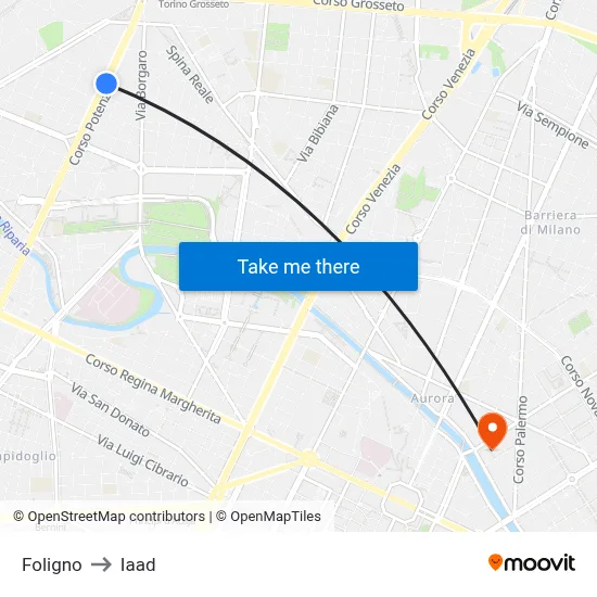 Foligno to Iaad map