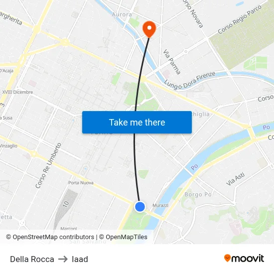 Della Rocca to Iaad map