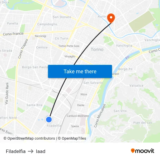 Filadelfia to Iaad map