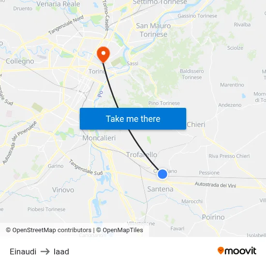 Einaudi to Iaad map