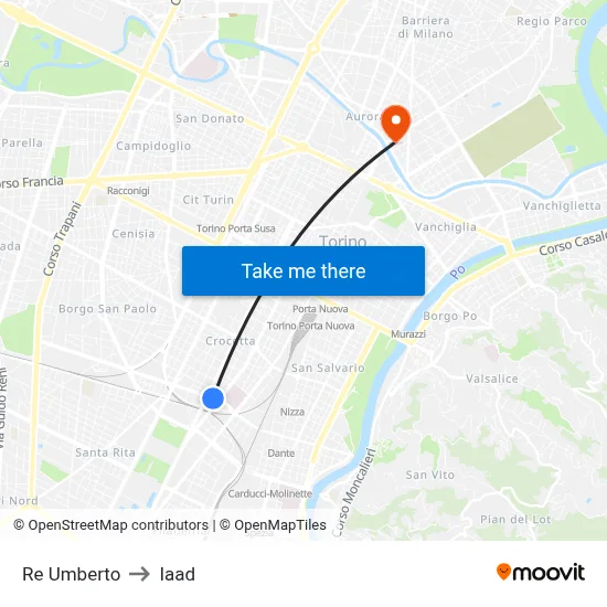 Re Umberto to Iaad map