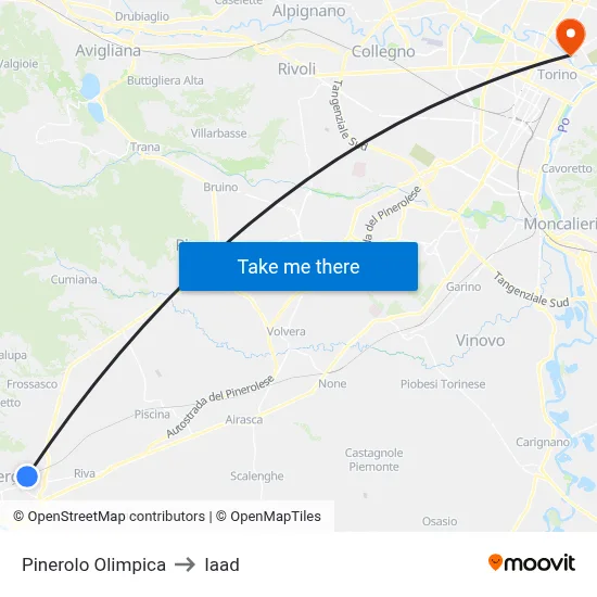 Pinerolo Olympic to Iaad map