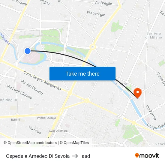 Amedeo Di Savoia Hospital to Iaad map