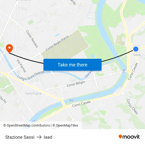 Sassi Station to Iaad map
