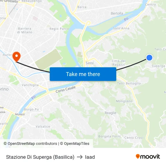 Superga Station (Basilica) to Iaad map