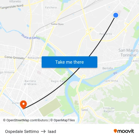 Settimo Hospital to Iaad map
