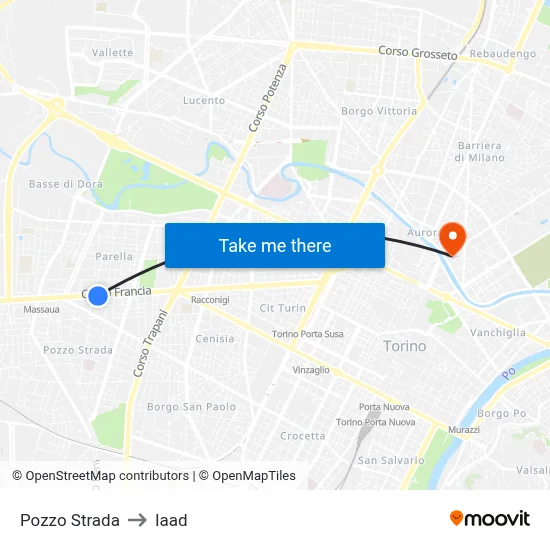 Pozzo Strada to Iaad map