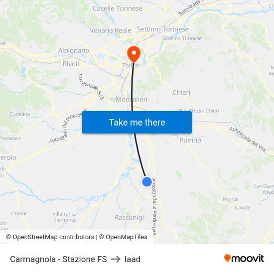 Carmagnola - Railway Station to Iaad map
