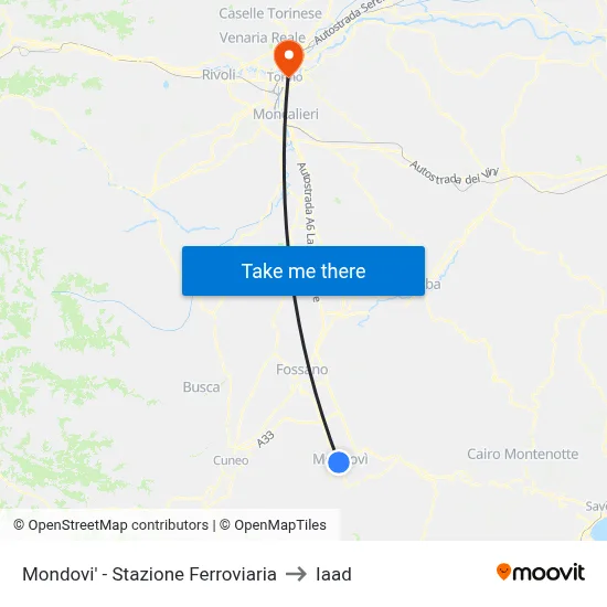 Mondovi - Railway Station to Iaad map