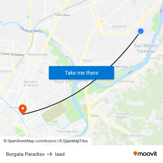 Paradise Borough to Iaad map