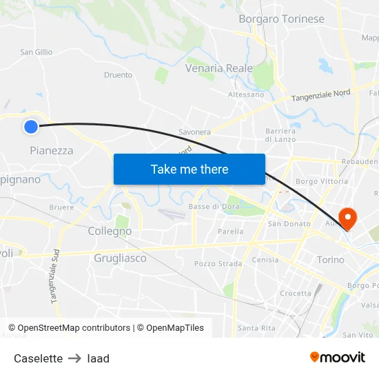 Caselette to Iaad map