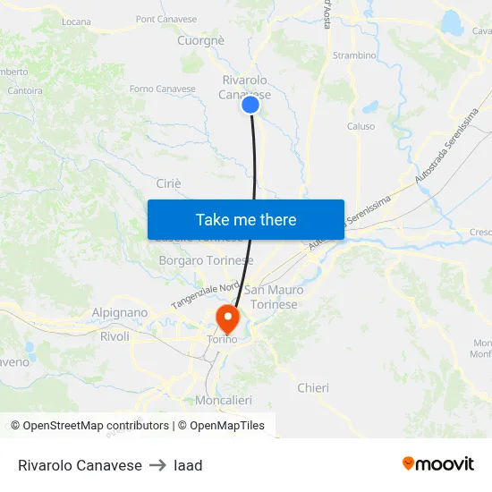 Rivarolo Canavese to Iaad map