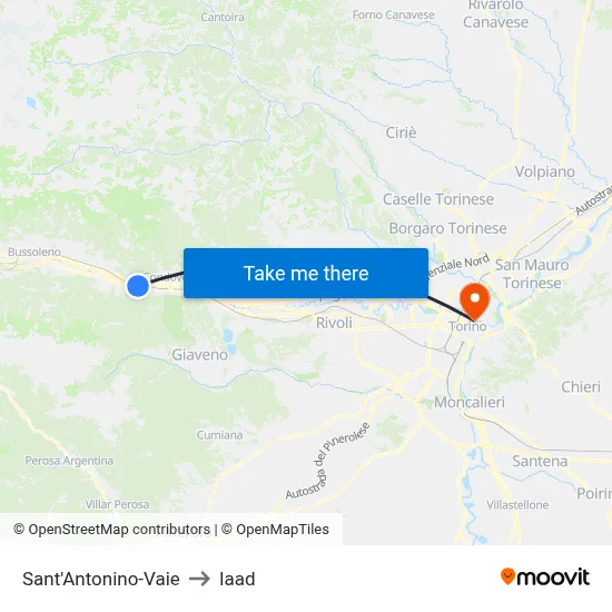 Sant'Antonino-Vaie to Iaad map