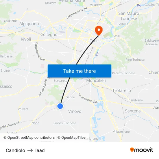 Candiolo to Iaad map