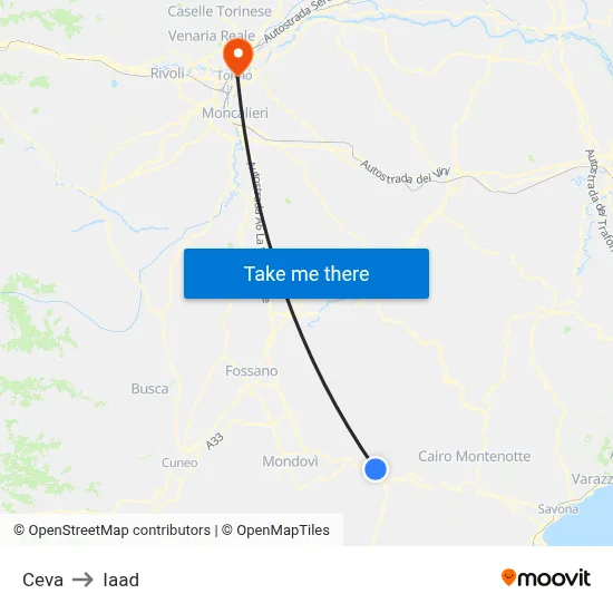 Ceva to Iaad map