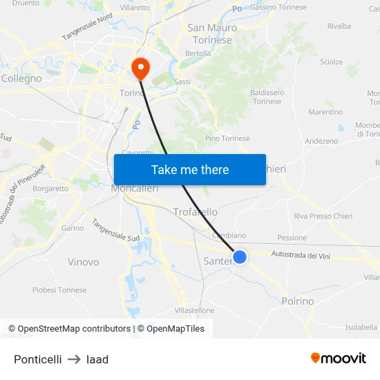 Ponticelli to Iaad map