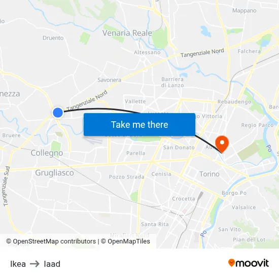 IKEA to Iaad map