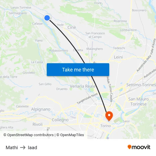 Mathi to Iaad map