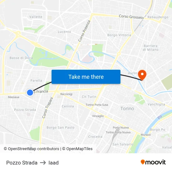 Pozzo Strada to Iaad map