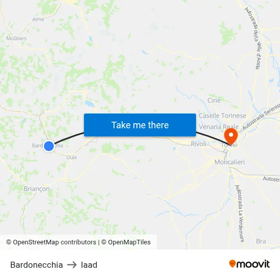 Bardonecchia to Iaad map