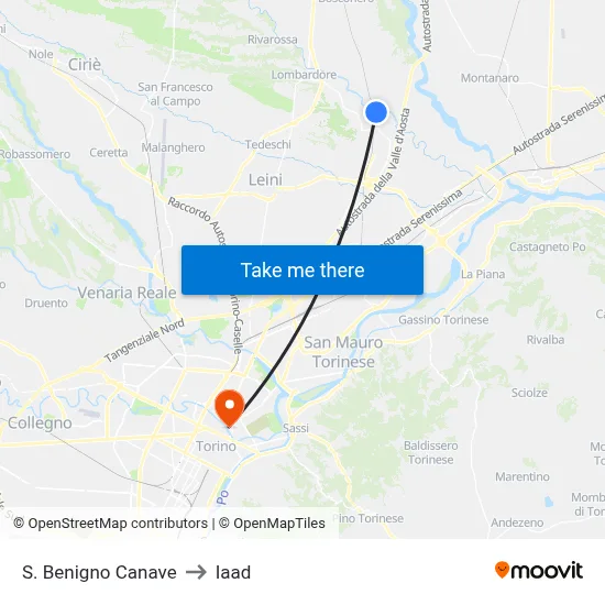 San Benigno Canave to Iaad map