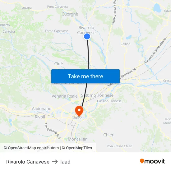 Rivarolo Canavese to Iaad map